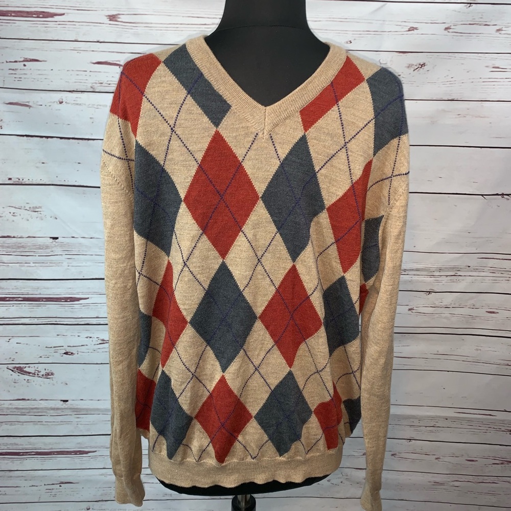 GRANT THOMAS MEN'S MERINO WOOL SWEATER SIZE LARGE